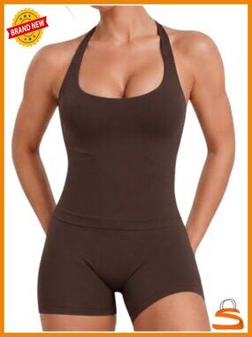 Seamless Halter Tank Top & Biker Shorts 2-Piece Workout Set